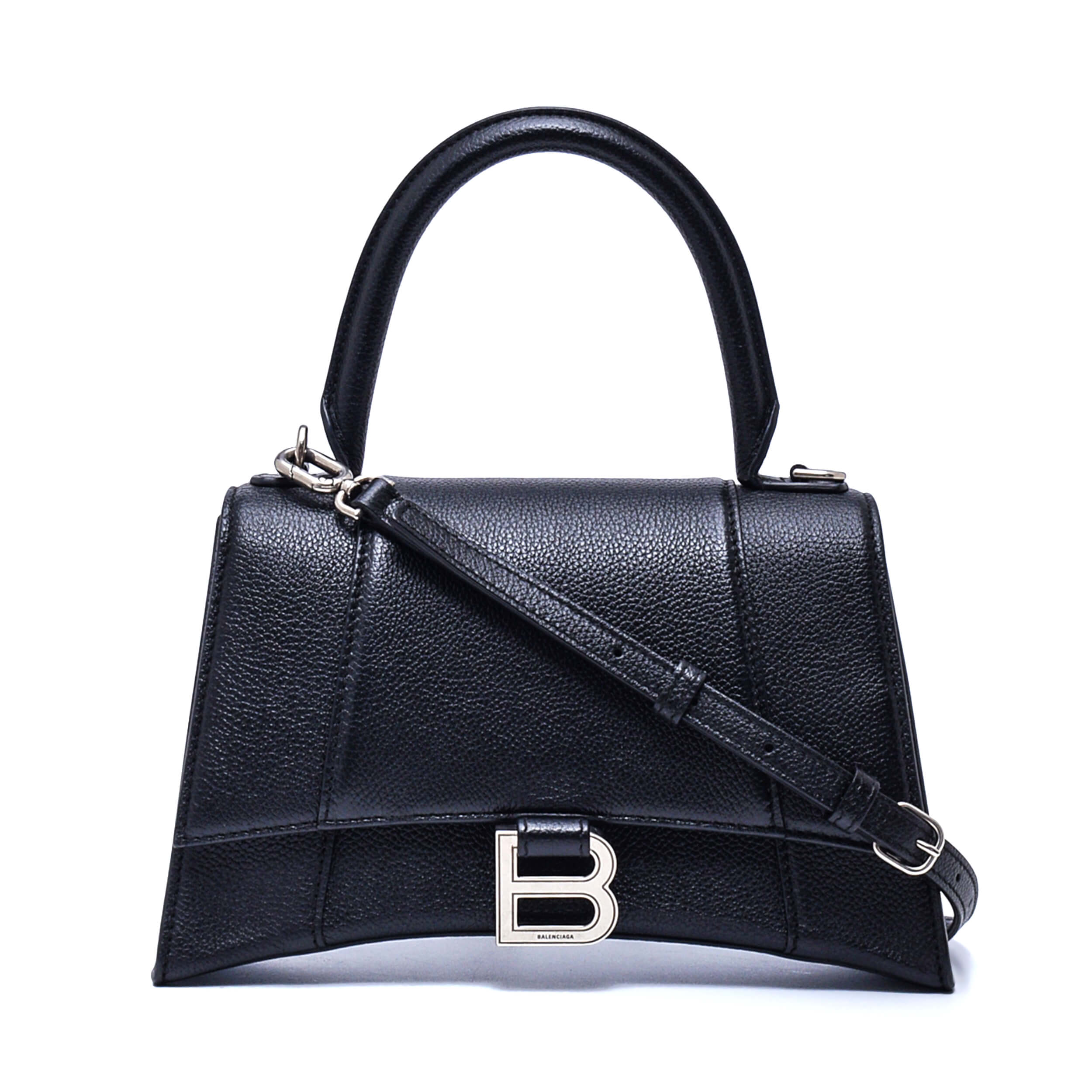 Balenciaga - Black Grained Leather Hourglass Small Bag